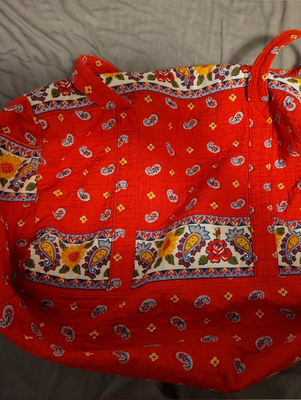 Red Paisley Quilted Weekend Bag
